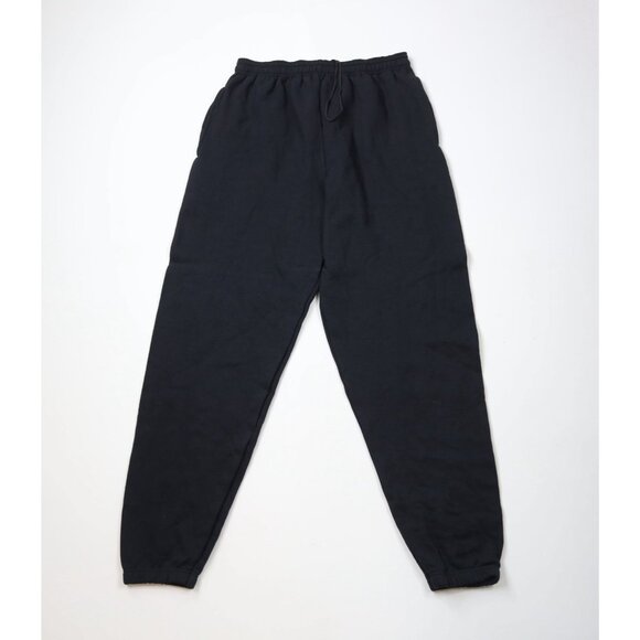 Vtg 90s Streetwear Mens XL Blank Heavyweight Cuffed Sweatpants Joggers Black USA